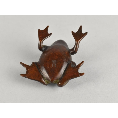 100 - A Small Patinated Bronze Study of a Frog, Seal Mark to Base, 5cms Long