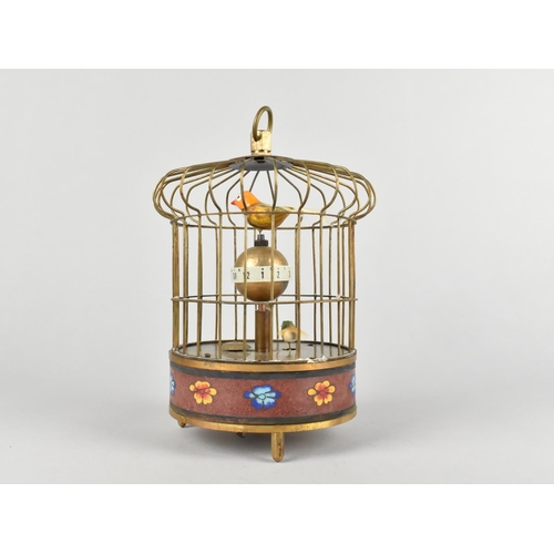 102 - A Reproduction Clockwork Automaton Birdcage Clock, Working Order, 19cms High