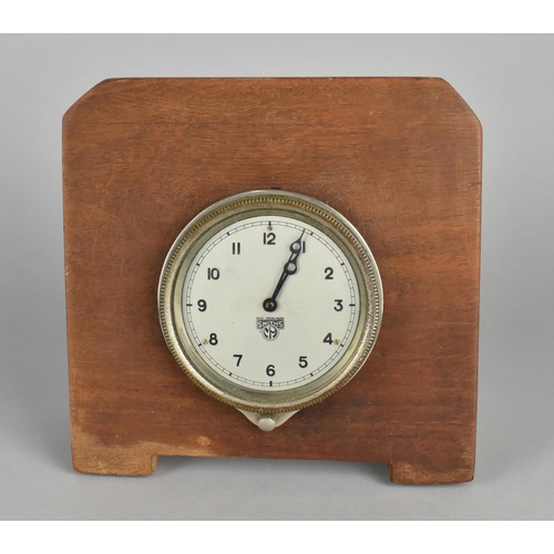 11 - A Vintage Smiths Car Clock Set into Wooden Freestanding Support, 9cms Diameter