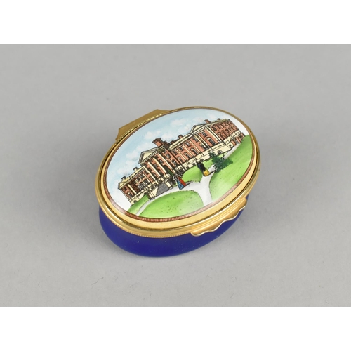 112 - A Modern Halcyon Days Oval Enamelled Box for The Royal Hospital, Wolverhampton, 5cms Wide