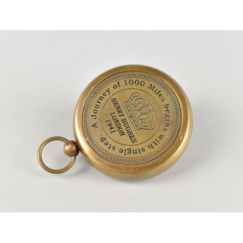 114 - A Reproduction Brass Cased Pocket Compass, Back plate Inscribed 