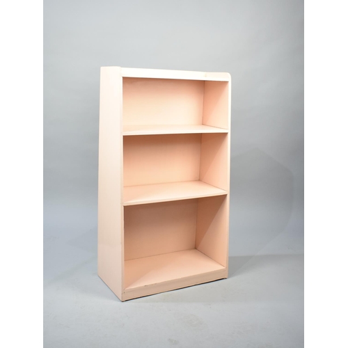 125 - A Pink Painted Mid 20th Century Three Shelf Galleried Waterfall Bookcase, 51cms Wide