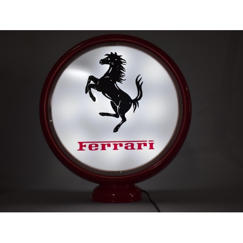 132 - A Modern Circular Illuminating Sign for Ferrari, 44cms Diameter, Working Order