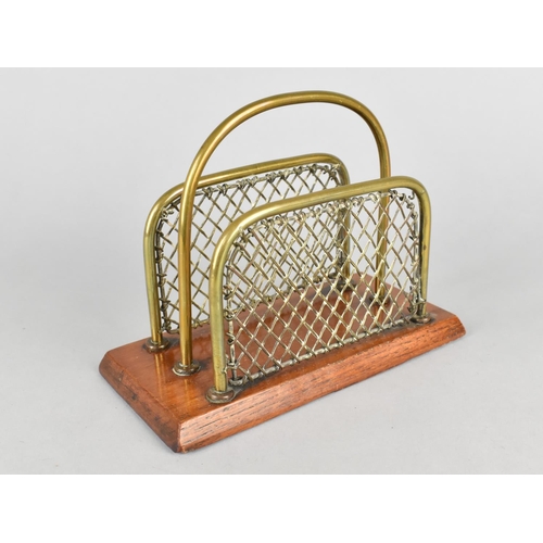 17 - An Edwardian Mahogany and Brass Two Division Letter Rack, 15.5cms Wide