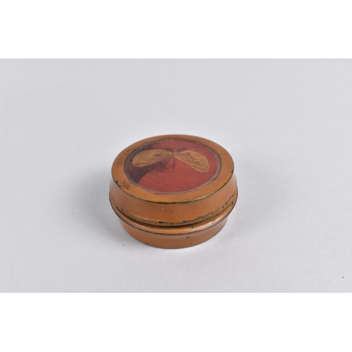 21 - A 19th Century Oriental Box, The Circular Lid Decorated with Bat in Flight and Containing 19th Centu... 