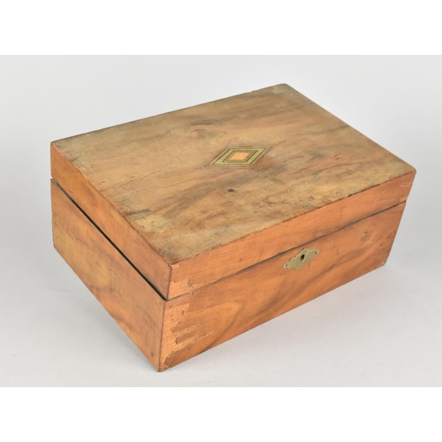 4 - A Late 19th Century Inlaid Walnut Ladies Work Box with Hinged Lid to Inner with Removable Tray, 25cm... 