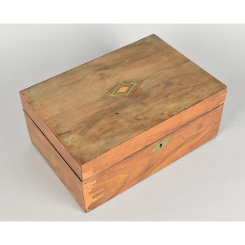 4 - A Late 19th Century Inlaid Walnut Ladies Work Box with Hinged Lid to Inner with Removable Tray, 25cm... 