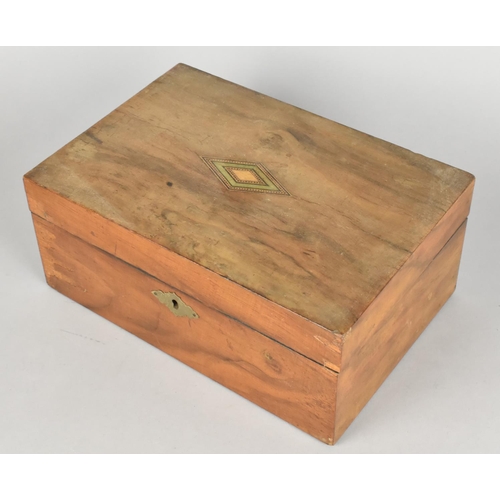 4 - A Late 19th Century Inlaid Walnut Ladies Work Box with Hinged Lid to Inner with Removable Tray, 25cm... 