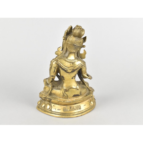 51 - A Gilt Bronze Study of Thai Seated Buddha on Lotus Throne, Jewelled Mounts, 16cms High