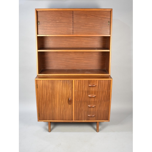 535 - A 1970s Herbert E Gibbs Unit, the Base Section with Four Drawers Side Cupboard, Raised Display with ... 