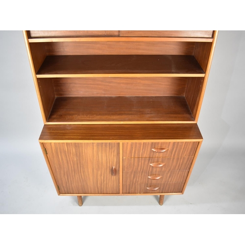 535 - A 1970s Herbert E Gibbs Unit, the Base Section with Four Drawers Side Cupboard, Raised Display with ... 