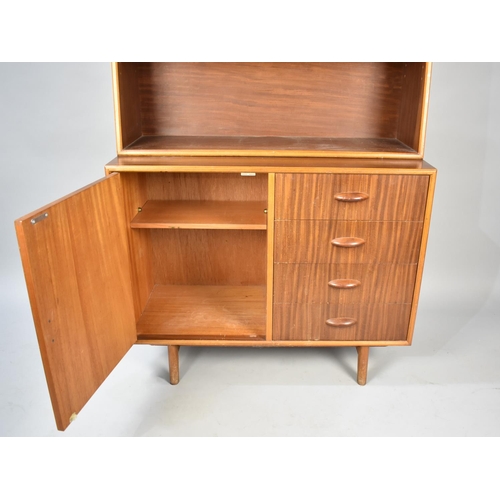 535 - A 1970s Herbert E Gibbs Unit, the Base Section with Four Drawers Side Cupboard, Raised Display with ... 