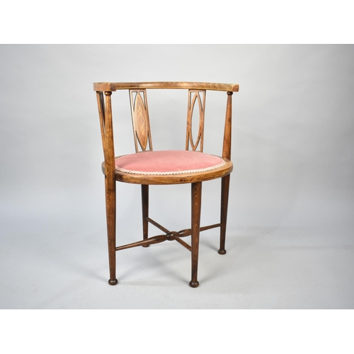 541 - An Edwardian Oval Seated String Inlaid Side Chair