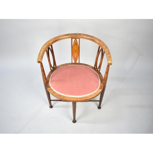 541 - An Edwardian Oval Seated String Inlaid Side Chair