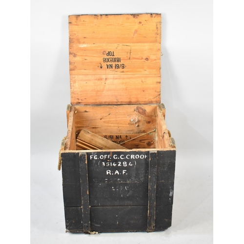 547 - A Vintage Wooden Ammunition Box Inscribed for Flight Officer G.C. Crooke RAF