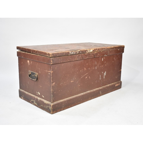 549 - An Early 20th Century Stained Pine Blanket Box, Hinged Lid to Fitted Interior with Three Secret Door... 