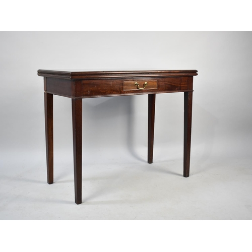 551 - A George III Mahogany Tea Table with Hinged Rectangular Top, In Need of Some Restoration, Single Oak... 