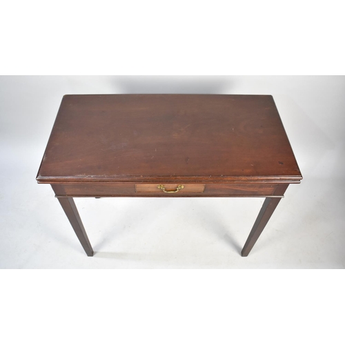 551 - A George III Mahogany Tea Table with Hinged Rectangular Top, In Need of Some Restoration, Single Oak... 