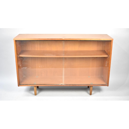 560 - A Mid 20th Century Side Cabinet with Glazed Sliding Doors, 114cms Wide