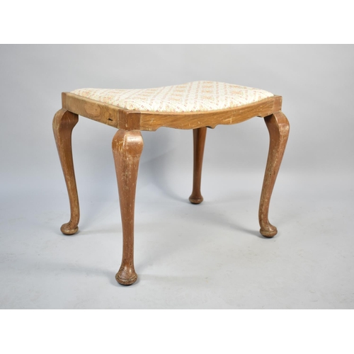 562 - A Mid 20th Century Walnut Dressing Table Stool on Cabriole Legs, for Restoration, 56cms Wide