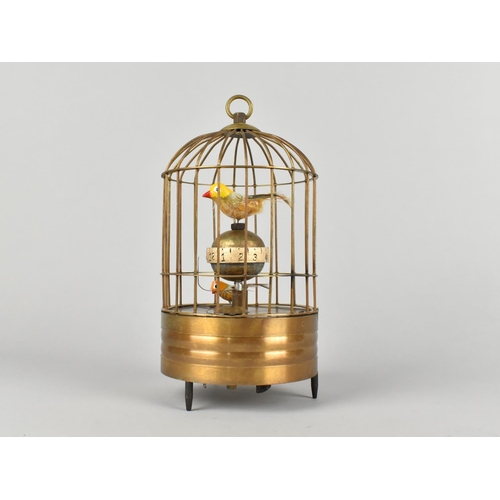 58 - A Reproduction Clockwork Automaton Birdcage Clock, Working Order, 18cms High