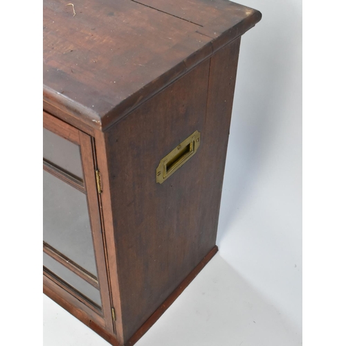 66 - A Late Victorian Mahogany Countertop Glazed Shop Display Cabinet with Inset Brass Carrying Handles, ... 