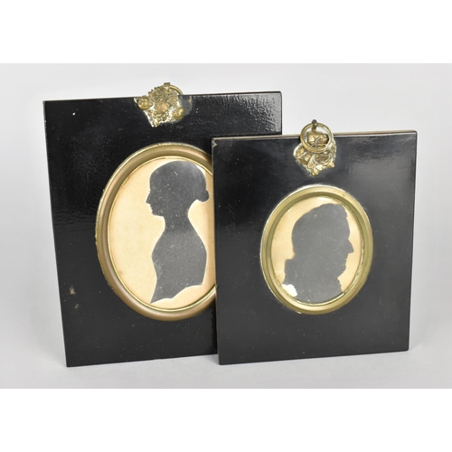 69 - A Pair of Framed 19th Century Painted Silhouettes