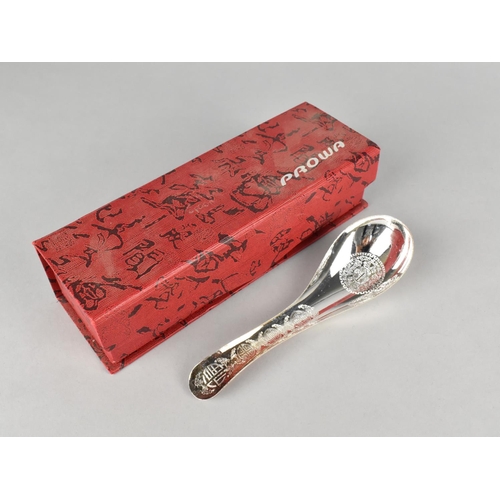 7 - An Oriental White Metal Spoon, Stamped S990, in Prowa Box