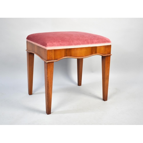 77 - A Modern Yew Wood Upholstered Dressing Table Stool (Matches Lot 170)