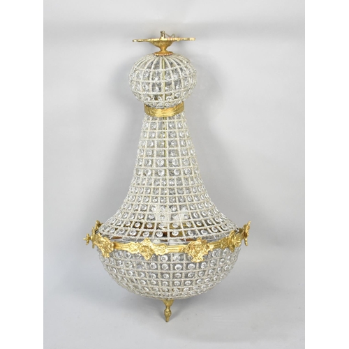 78 - A Reproduction French Style Ormolu and Crystal Ceiling Chandelier, 80cms High