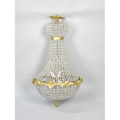 79 - A Reproduction French Style Ormolu and Crystal Ceiling Chandelier, 80cms High