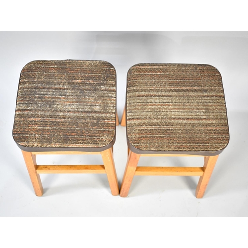 81 - A Pair of Mid 20th Century Kitchen Stools with 30cms Square Tops