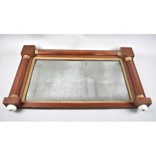 82 - A Late Victorian Mahogany Overmantle Mirror with Ceramic Seat, 72cms Wide and 44cms High