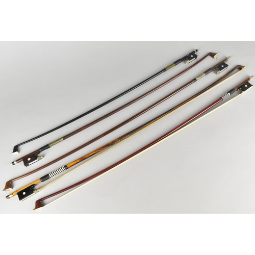 83 - A Collection of Five 20th Century Violin and Viola Bows