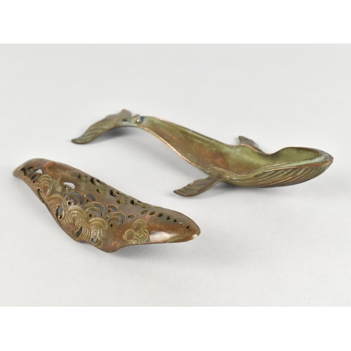 87 - A Patinated Bronze Censer in the Form of a Whale, Four Character Mark Under, 15.5cms Long