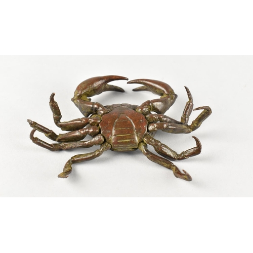 89 - A Patinated Bronze Far Eastern Study of an Articulated Crab, 10.5cms Wide