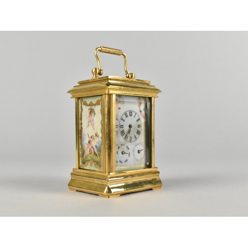 95 - A Reproduction Gilt Bronze Sevres Style Miniature Carriage clock, The Dial with Day and Date Indicat... 