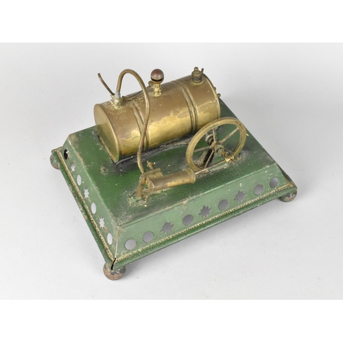 1 - An Edwardian Brass and Tin Plate Model of a Stationary Steam Engine, Untested and No Burner, 23cms L... 