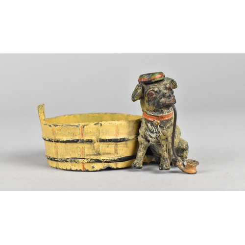 13 - A Late 19th Century Novelty Cold Painted Austrian Spelter Dish in the Form of a Dog Smoking Pipe Sea... 