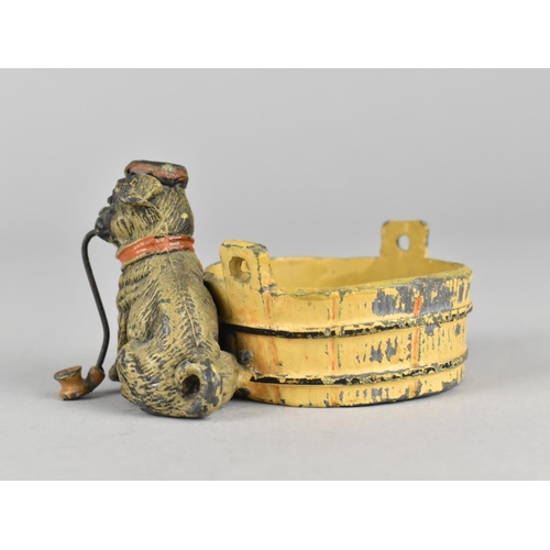 13 - A Late 19th Century Novelty Cold Painted Austrian Spelter Dish in the Form of a Dog Smoking Pipe Sea... 