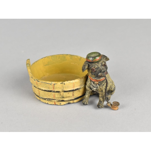 13 - A Late 19th Century Novelty Cold Painted Austrian Spelter Dish in the Form of a Dog Smoking Pipe Sea... 