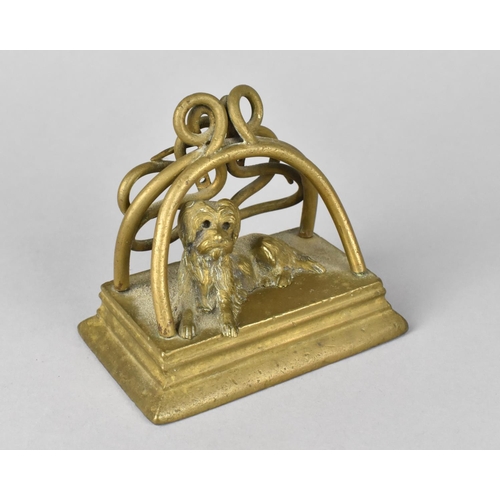 14 - A Late 19th/Early 20th Century Continental Brass Study of Reclining Dog, Stamped to Base, Missing Gl... 