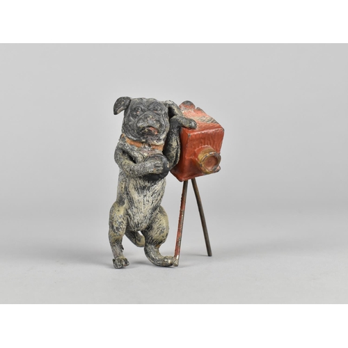 15 - An Austrian Cold Painted Spelter Study of Anthropomorphic Dog with Plate Camera, 7cms High