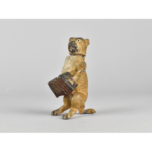 16 - A Late 19th Century Austrian Novelty Cold Painted Spelter Study of Standing Dog Playing Accordion, w... 