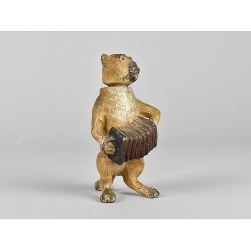 16 - A Late 19th Century Austrian Novelty Cold Painted Spelter Study of Standing Dog Playing Accordion, w... 