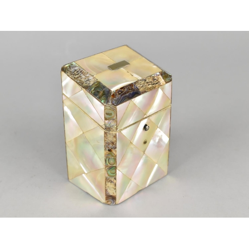 19 - A Late 19th/Early 20th Century Mother of Pearl Covered Box with Hinged Sloped Lid and Lined Interior... 