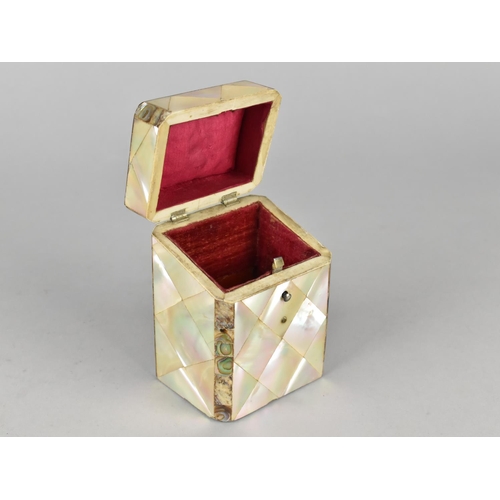 19 - A Late 19th/Early 20th Century Mother of Pearl Covered Box with Hinged Sloped Lid and Lined Interior... 