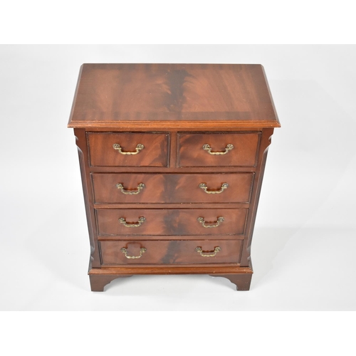 23 - A Late 20th Century Mahogany Chest of Small Proportions Having Two Short and Three Long Drawers, Bra... 