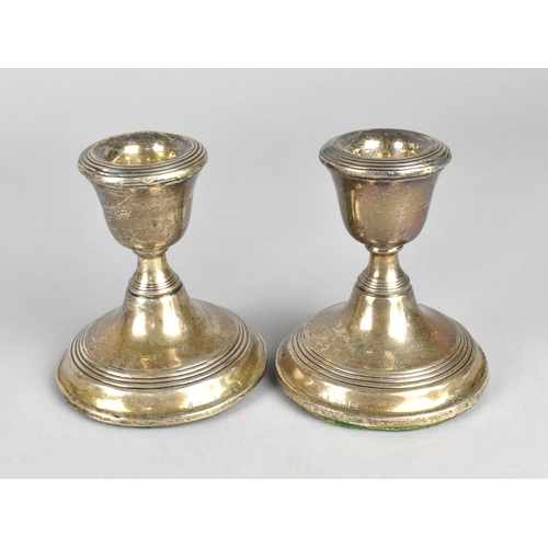 24 - A Pair of Silver Candlesticks, Birmingham Hallmark, 8cms High