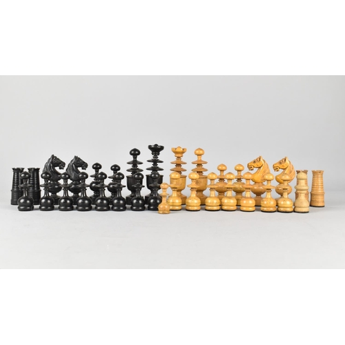 3 - A Late 19th/Early 20th Century Chess Set, Knights with Glass Eyes and Kings 10cms High, One White Pa... 